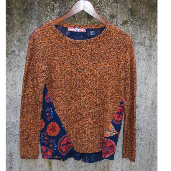 Desigual Multicolor Knit Sweater with Floral Back Panel Size L - Picture 1 of 3